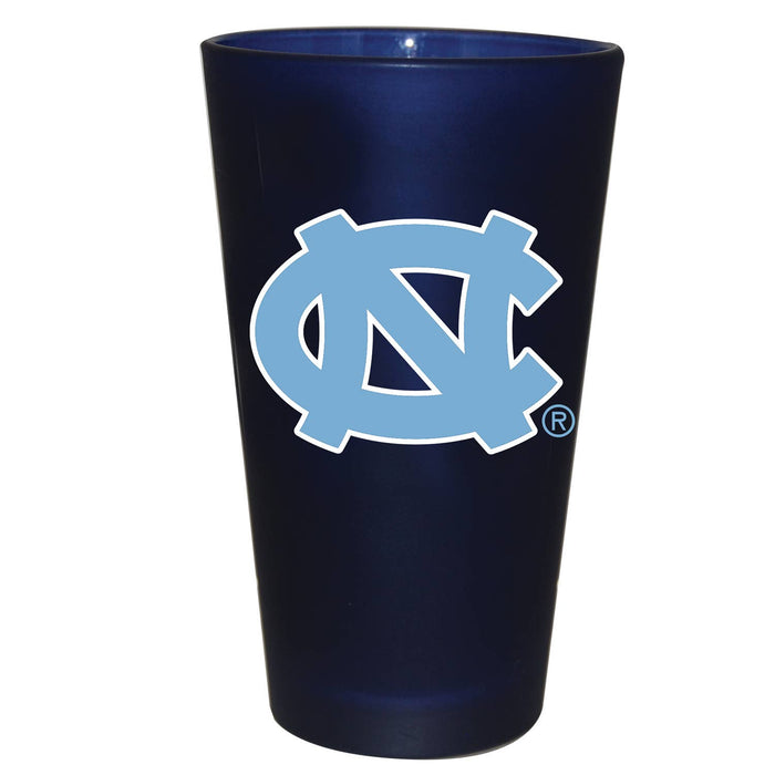 16oz UNC Navy Frosted Pint Glass - Main View - The Memory Company