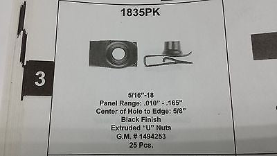25 pack U Nut 5/16"18 black finish