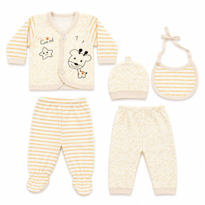 5 Pieces Imported Newborn Fleece Starter Set – Peach Good | Soft Winter Baby Clothing Set | 0+ Months