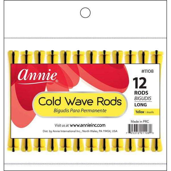 Annie Cold Wave Rods Long 3/16 Inch, 12 Count, Yellow