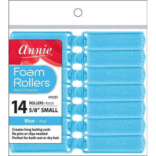 Annie Foam Hair Rollers 5/8 Inch Small, 14 Count, Blue