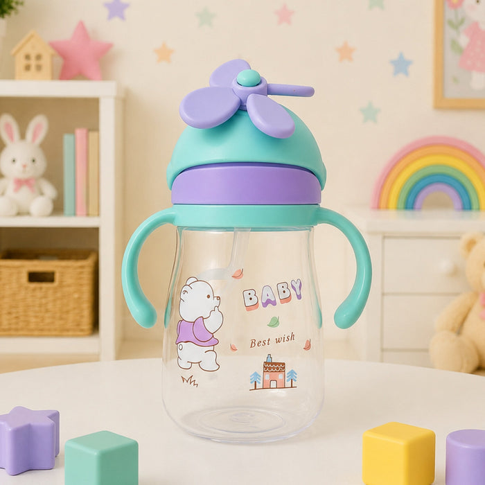Baby Bear - Straw Sippy Cup - Green & Purple - 410 ML