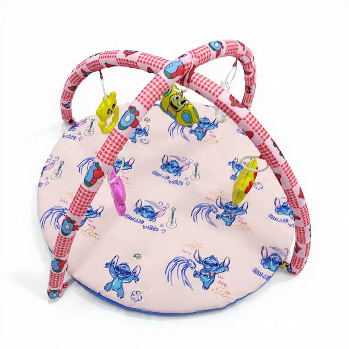 Baby Play Gym Mat with Hanging Toys for 0–12 Months - Pink Stitch | Infant Activity Play Mat