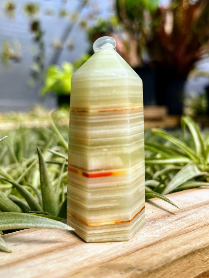 Banded Green Onyx Crystal Point