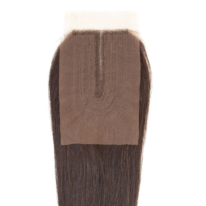 SENSATIONNEL 7A virgin Remi lace closure body wave dark brown closure with natural scalp and center part