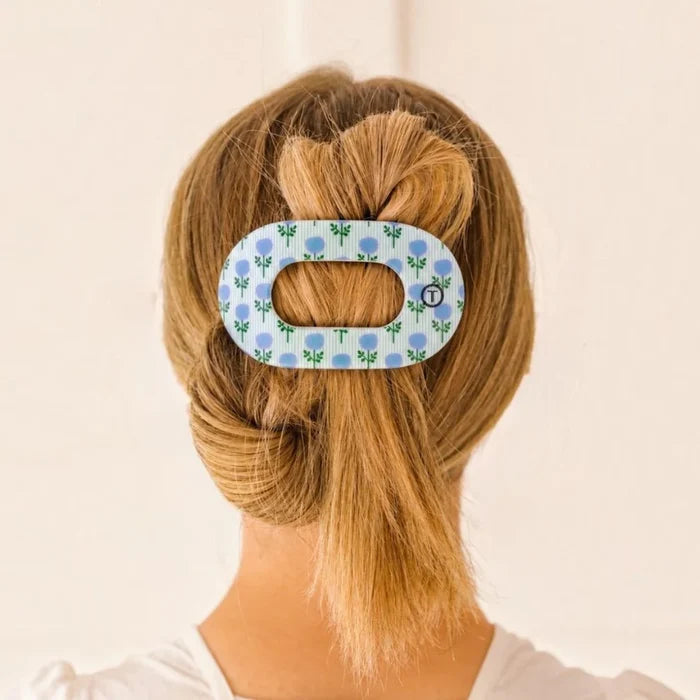 Blue Marigold Large Flat Round Clip - Detail View - Teleties