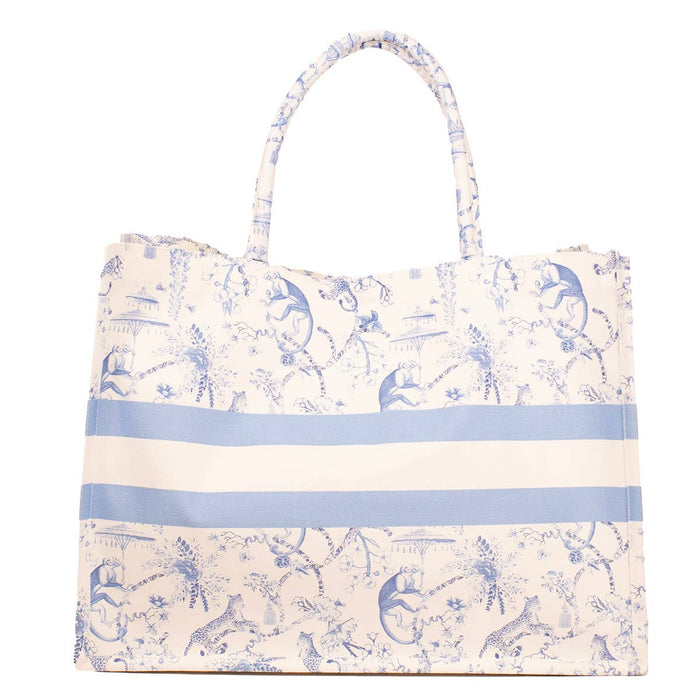 Borneo Classic Tote White/Blue - Main View - The Royal Standard
