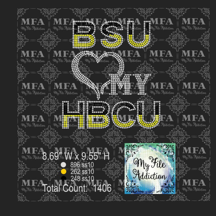 BSU Love My HBCU Rhinestone Digital Download File