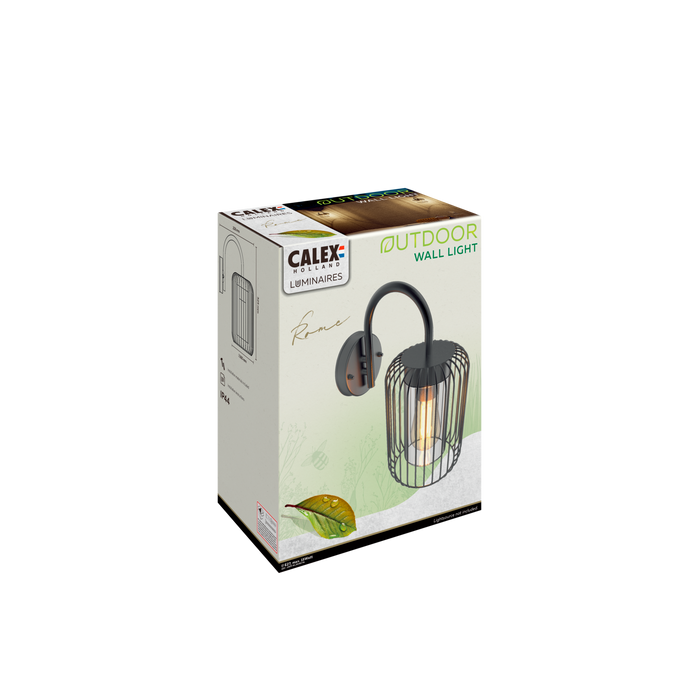 Calex Rome Wall Light - E27 - Black
