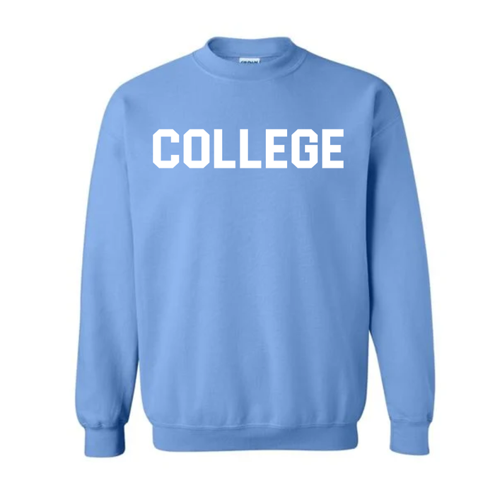 Carolina Blue Classic COLLEGE Crewneck Sweatshirt - Main View - Shrunken Head