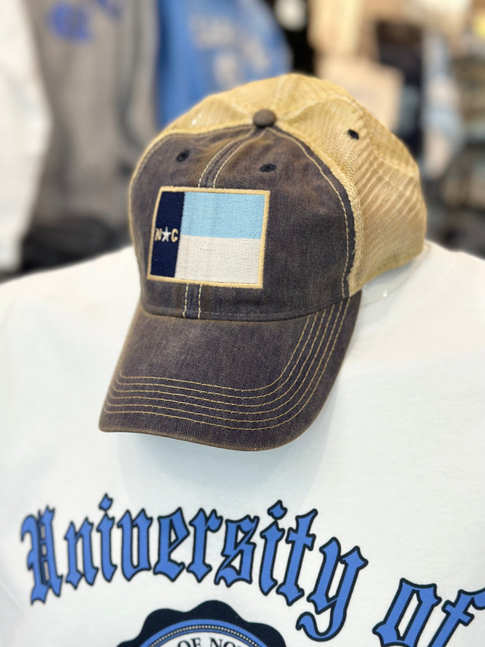 Carolina Blue Vintage North Carolina Flag Trucker Hat for Kids - Detail View - Legacy