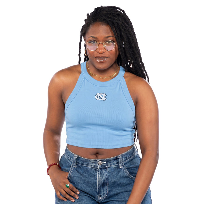 Carolina Tar Heels Blue Embroidered Logo Halter Top - Detail View - ZooZats