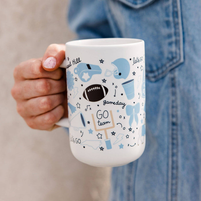 Chapel Hill Football Game Day Tall Ceramic Mug - Detail View - Callie Danielle