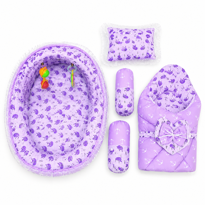 Cotton - 6 Pieces - Snuggle Bed Play Gym - Purple - Anchors - 26