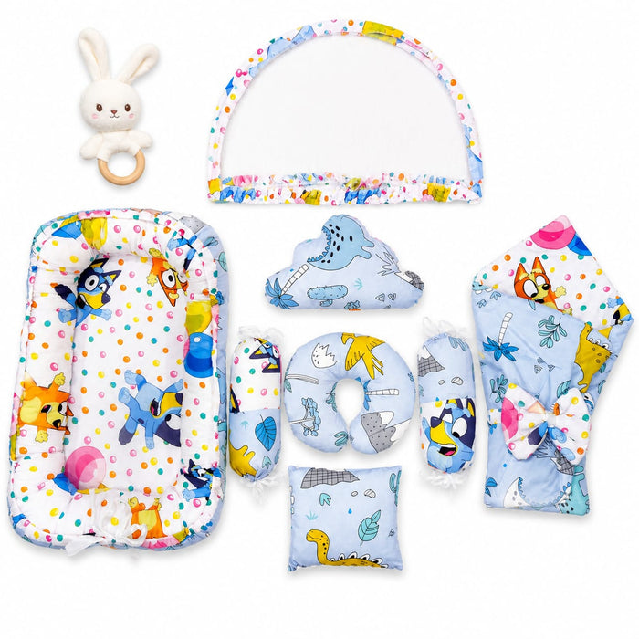 Cotton - 8 Pieces - Snuggle Bed - Blue - Paw - 26