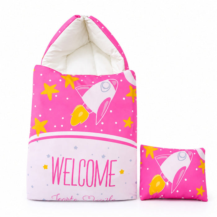 Cotton - Hooded Carry Nest - Pink - Welcome Little One - 26