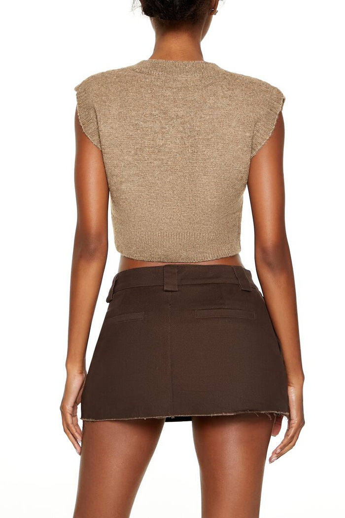 Cropped Cable Knit Sweater Vest