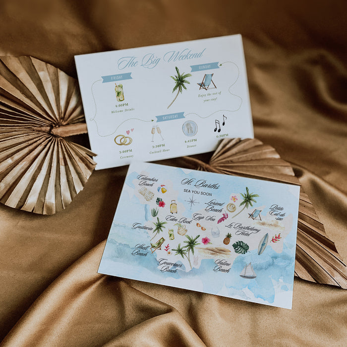 Custom Watercolor Map + Timeline 4x6 Card