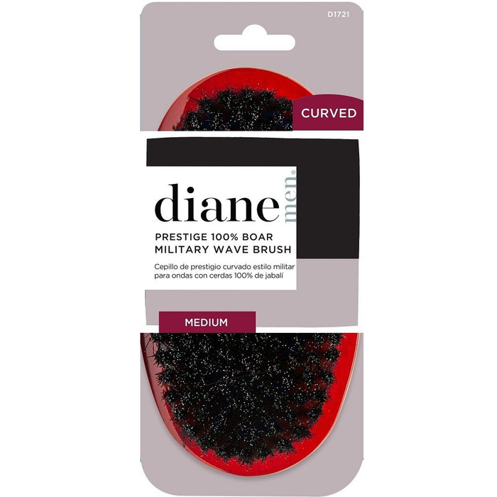 DIANE CURVED PRESTIGE 100% BOAR MILITARY WAVE BRUSH - RED / MEDIUM # D1721 - Palms Fashion Inc.