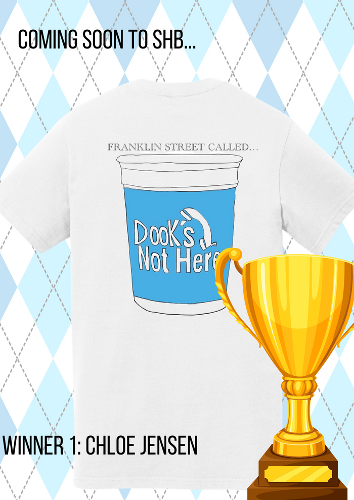 DOOK'S NOT HERE Blue Cup Tee by Chloe Jensen - Front View - Shrunken Head