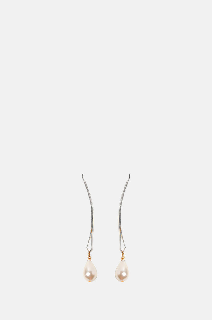 Beatriz Palacios Drop Pearl Silver Hairpins.