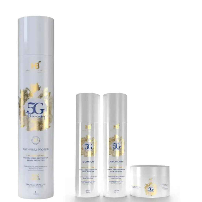 HB HAIR SOLUTION 5G Therapy Brazilian Anti Frizz Hair Treatment 5 in 1 Smoothing Set - DOKAN