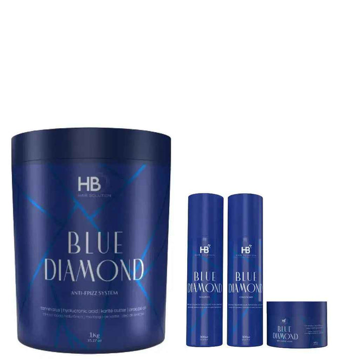 HB HAIR SOLUTION Blue Diamond Brazilian Anti Frizz Hair Treatment Set - DOKAN