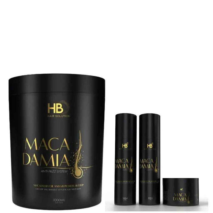 HB HAIR SOLUTION MACADAMIA Brazilian Anti Frizz hair Treatment Set - DOKAN