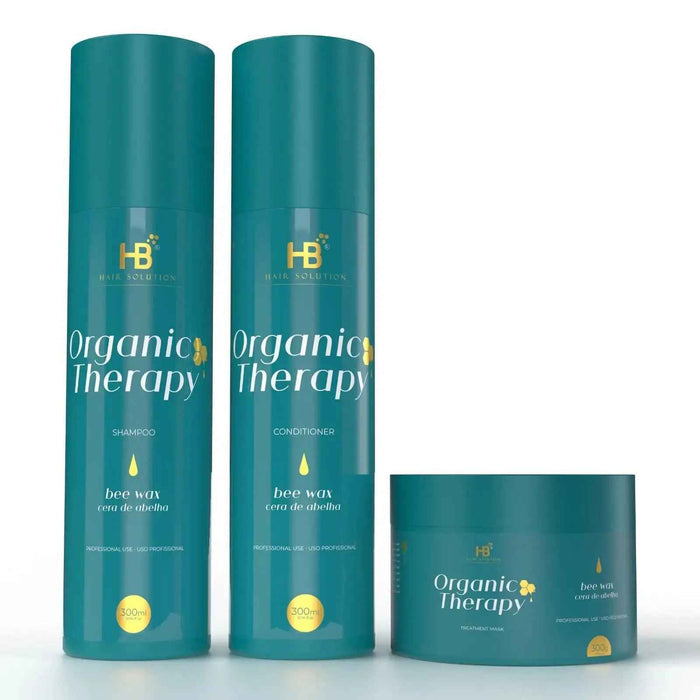 HB HAIR SOLUTION Organic Therapy Bee Wax Brazilian Anti Frizz hair Treatment Set - DOKAN