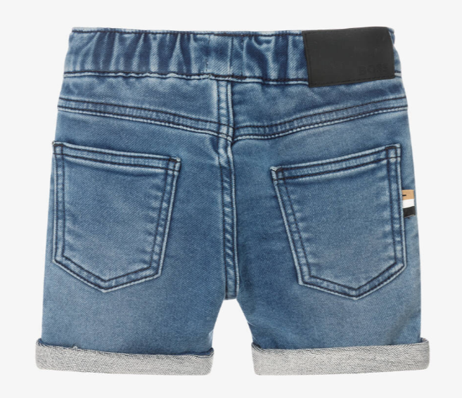 HUGO BOSS Baby Boys Blue Jersey Denim Logo Shorts