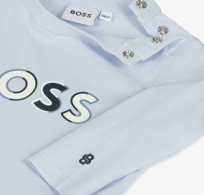 HUGO BOSS Baby Boys Pale Blue Organic Cotton Top
