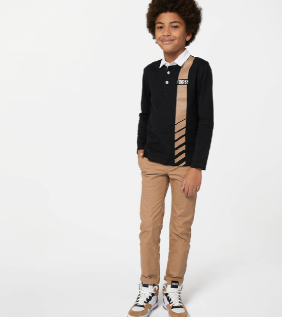 HUGO BOSS Boys Beige Cotton Chino Trousers