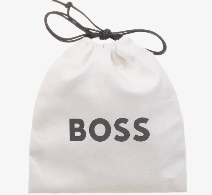HUGO BOSS Boys Black Leather Monogram Belt
