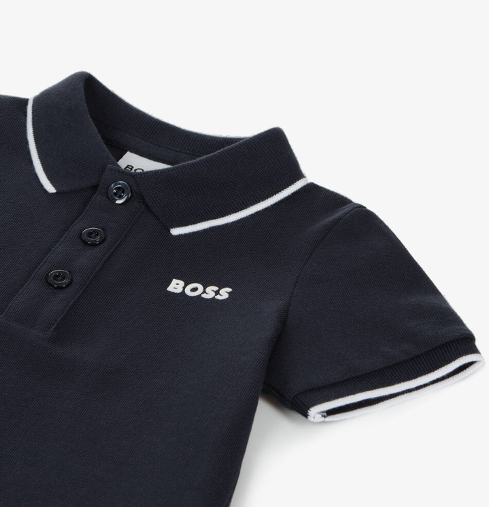 HUGO BOSS Boys Blue Cotton Polo Shirt