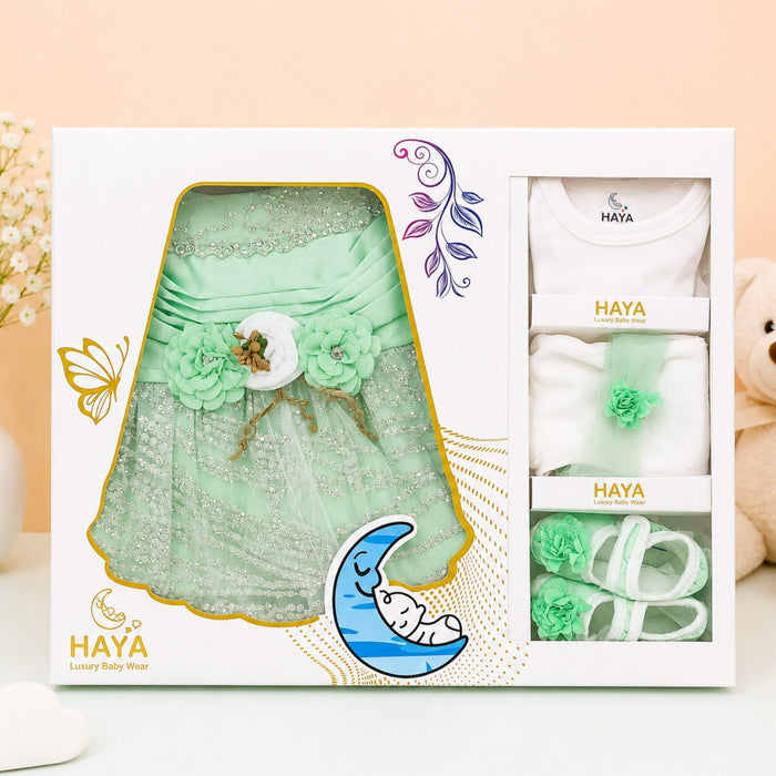 HY - 5 Pieces - Starter Set Box - Three Flowers - Fancy - Green