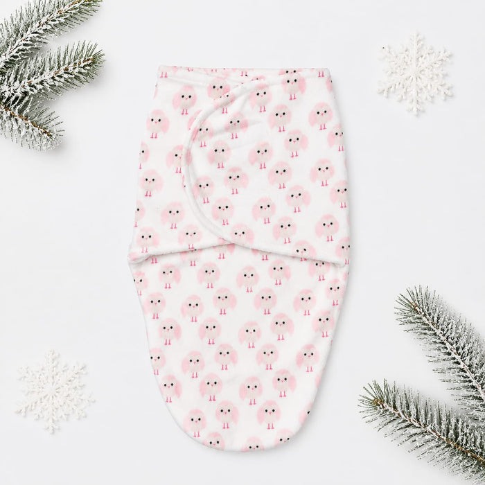 Imported Plush Fleece Newborn Adjustable Swaddle Wrap – Pink Chick | Soft Infant Baby Wrap 19×13 Inches