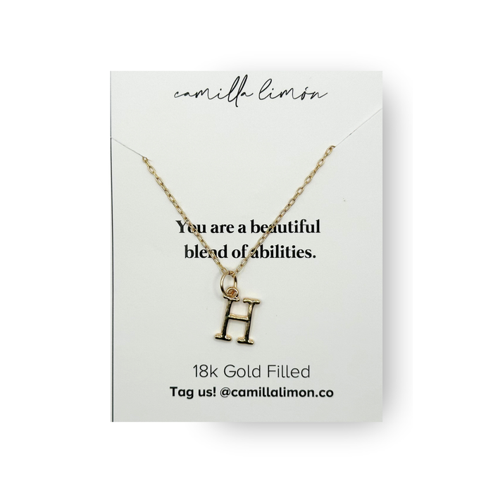 Initial Large Charm Necklace - 18K Gold Filled, 1/2in Charm