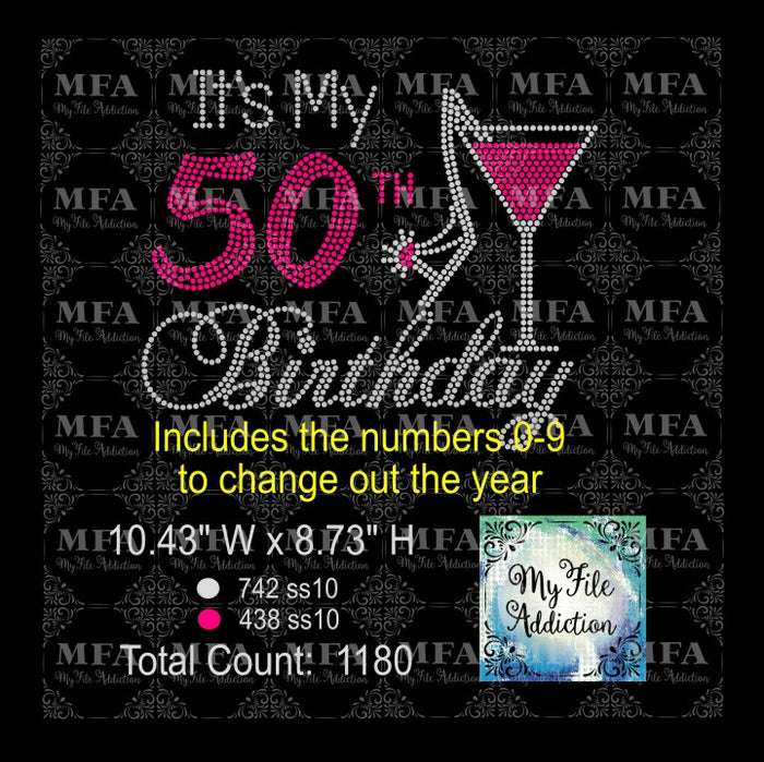 It's My Birthday Number Rhinestone Digital Download File - My File Addiction