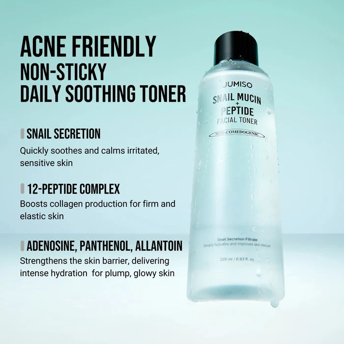 Jumiso Snail Mucin + Peptide Facial Toner 205ml تونر الوجه جوميسو بمخاط الحلزون والببتيد - Princess Cosmetics Qatar