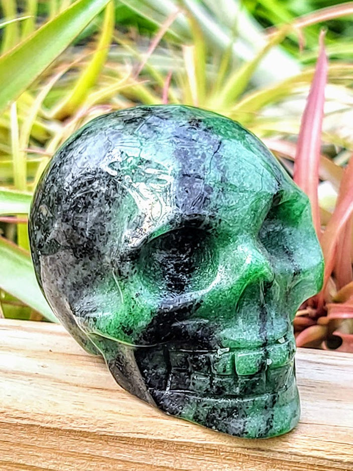 Large Ruby Zoisite Skull Carving