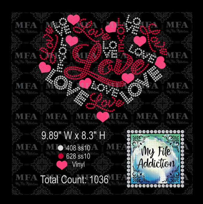 Love Heart Rhinestone & Vector Digital Download File - My File Addiction