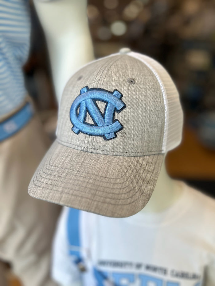 North Carolina Tar Heels Kid's MPS Grey Trucker Hat - Lifestyle View - Legacy