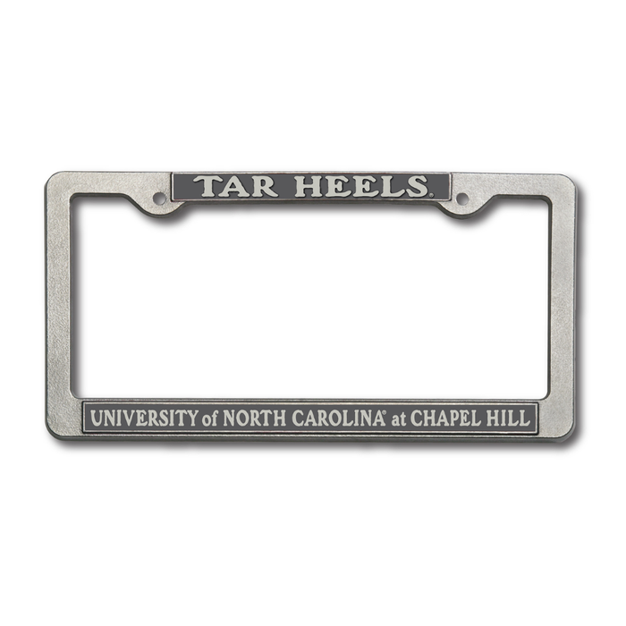 North Carolina Tar Heels Pewter Heavy Auto Plate Frame - Main View - Jardine