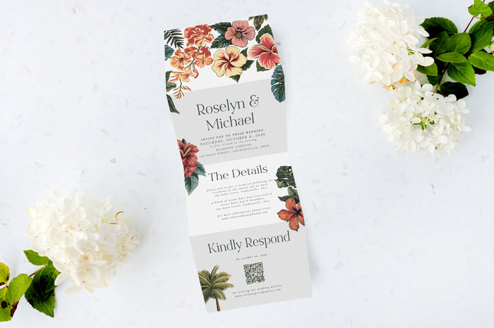 Painted Tropical Tri Fold Invitation