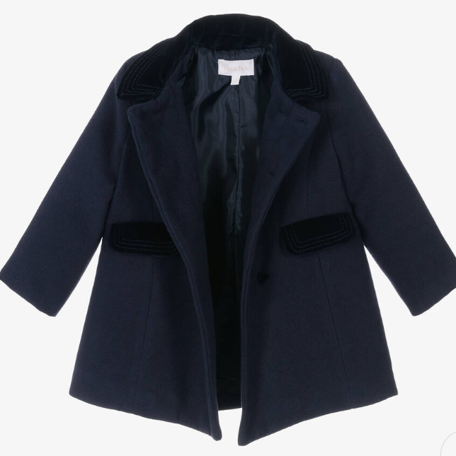PATACHOU Boys Navy Blue Felted Coat