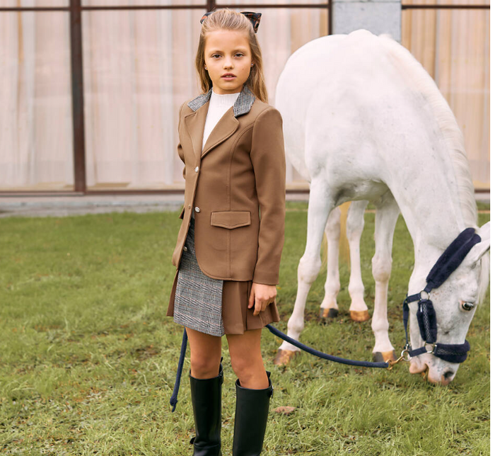 PATACHOU Girls Beige Crêpe Jersey Pleated Skirt