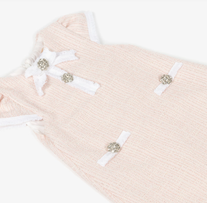 PATACHOU Girls Pale Pink Sparkle Tweed Dress