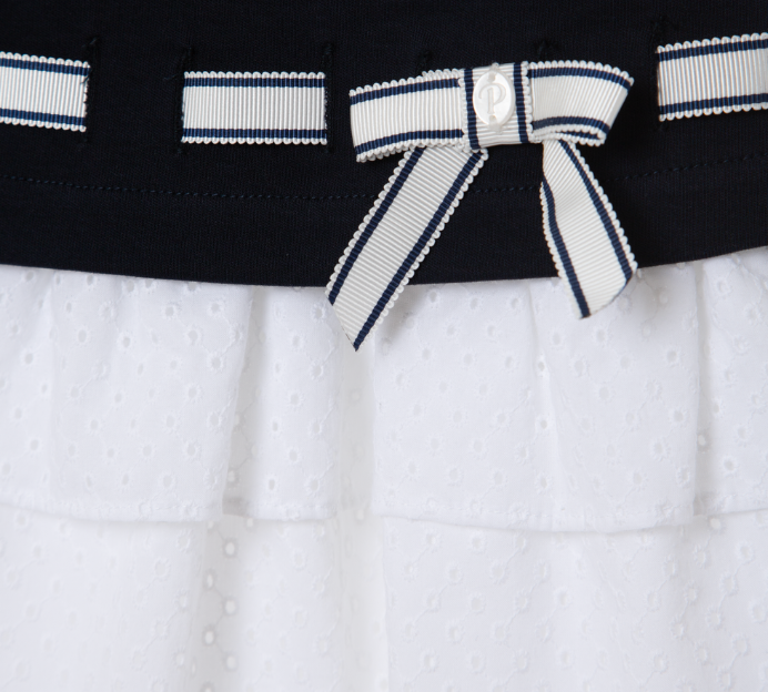 PATACHOU Navy Blue dress with embroidered skirt