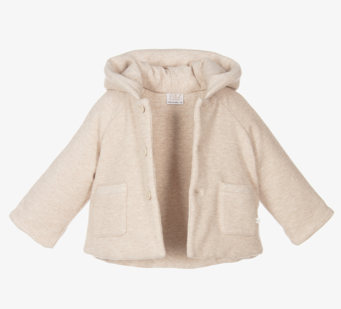 PAZ RODRIGUEZ Baby Boys Beige Hooded Jacket