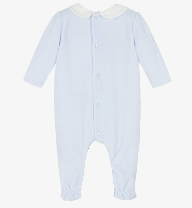 PAZ RODRIGUEZ Boys Blue Velour Babygrow